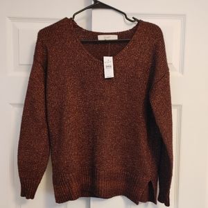 NWT! NEVER WORN! Loft metallic Brown Sweater
